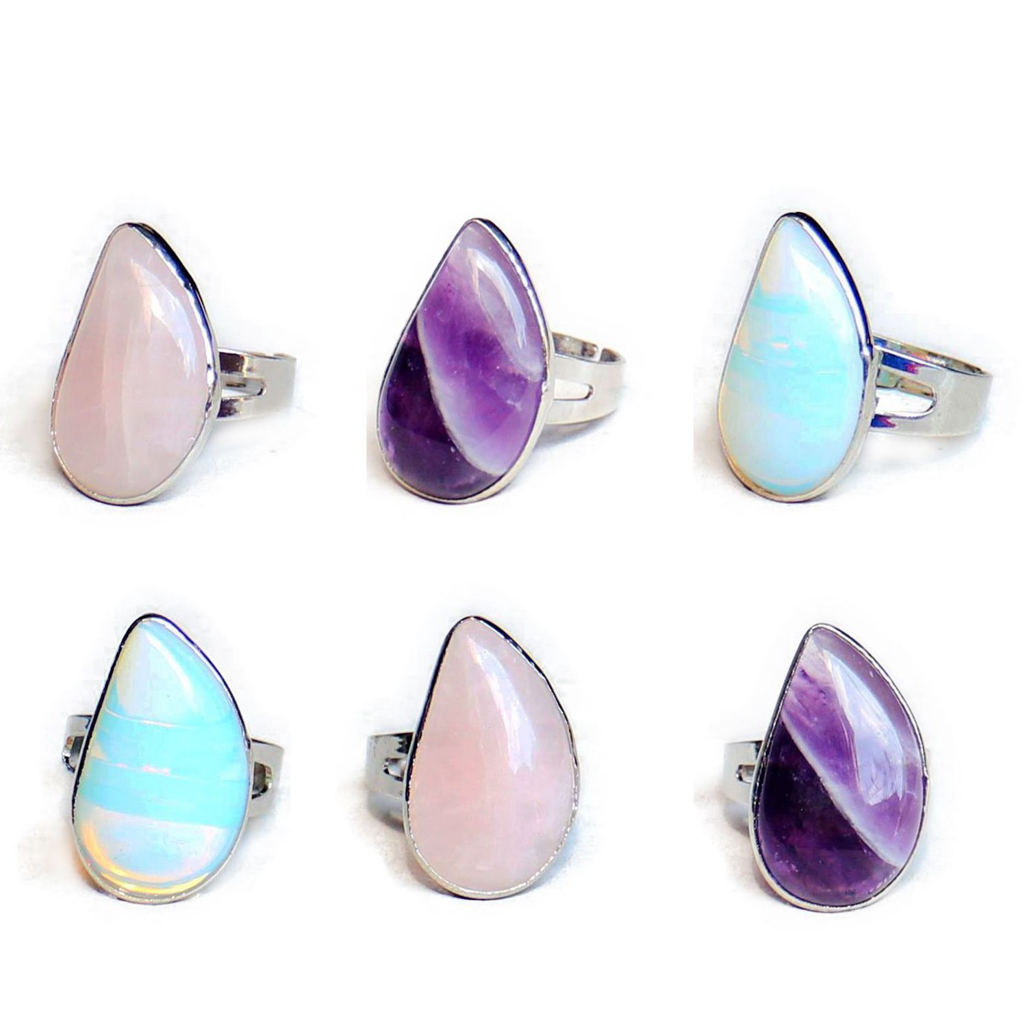 Wholesale Natural Crystal Mermaid Tears Ring