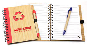 Wholesale Advertising Spiral Bamboo Notebook With Pen