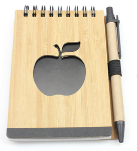 Bamboo Spiral Notepad With Logo Pen, MOQ 1000 PCS 0703047 One Year Quality Warranty