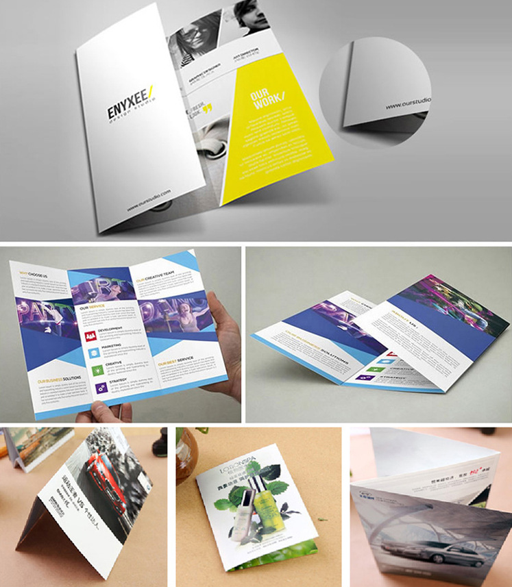 Advertising Custom Printing Brochure Folds Two Three Four Fold Full Customized Print Folded Foldable Booklet Flyer Brochure