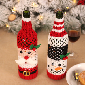 Christmas Decoration Items Knitting Wool Wine Bottle Cover Ornaments