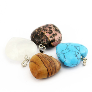 Natural Crystal Heart Shape Stones Pendants