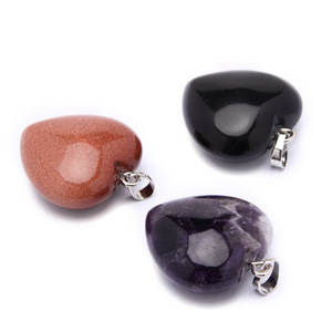 Natural Crystal Heart Shape Stones Pendants