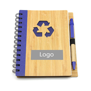 Wholesale Advertising Spiral Bamboo Notebook With Pen