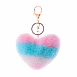 Heart Shape Faux Rabbit Fur Key Chain