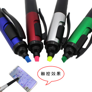 Custom Logo Stylus Plastic Touch Pen With Highlighter