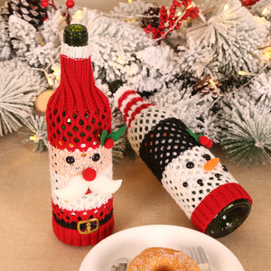 Christmas Decoration Items Knitting Wool Wine Bottle Cover Ornaments