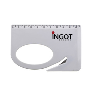 Custom Plastic Novelty Letter Opener With Ruler And Magnifier Function