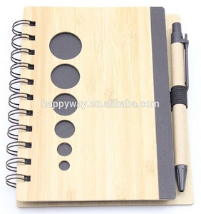Logo Imprint Bamboo Cover Notepad With Pen, MOQ 500 PCS 0703025 One Year Quality Warranty