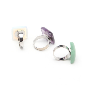 Wholesale Natural Crystal Square Shape Stone Ring