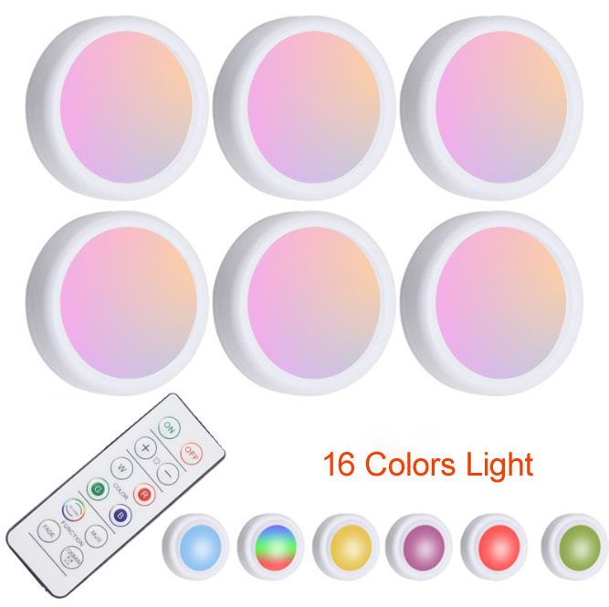 Adjustable Lighting Led Mood Magic Light Pucks Smart 16 Color Changing Motion Puck Lights With Remote Control