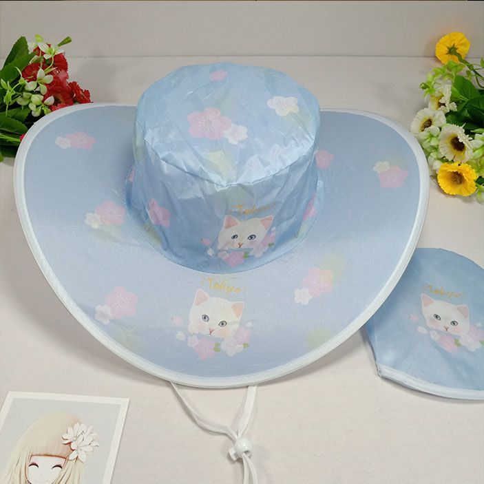 Custom Cheap Polyester Fold Over Sun Hat Foldable Cap Cowboy Hat With Pouch