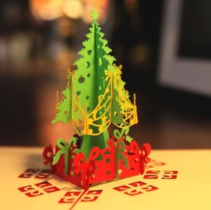 Christmas creative three-dimensional christmas card,paper carved christmas card