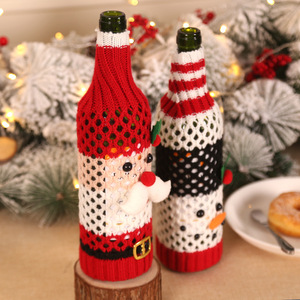 Christmas Decoration Items Knitting Wool Wine Bottle Cover Ornaments