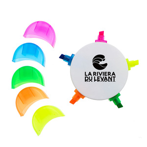 plastic 5 colored highlighter pen for promotion