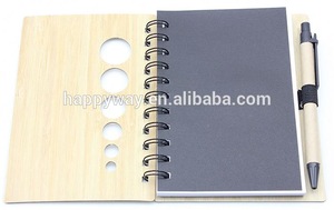 Logo Imprint Bamboo Cover Notepad With Pen, MOQ 500 PCS 0703025 One Year Quality Warranty