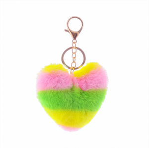 Heart Shape Faux Rabbit Fur Key Chain