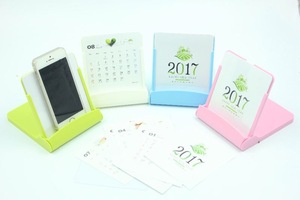 Multi-function folding mobile phone stand desk calendar,Plastic desk calendar custom logo