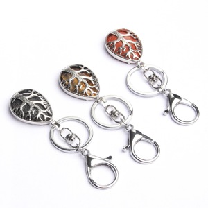 Natural Stones Life Tree Keychain Crystal Decoration