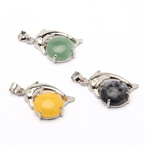 Wholesale Crystal Dolphin Design Stone Pendants