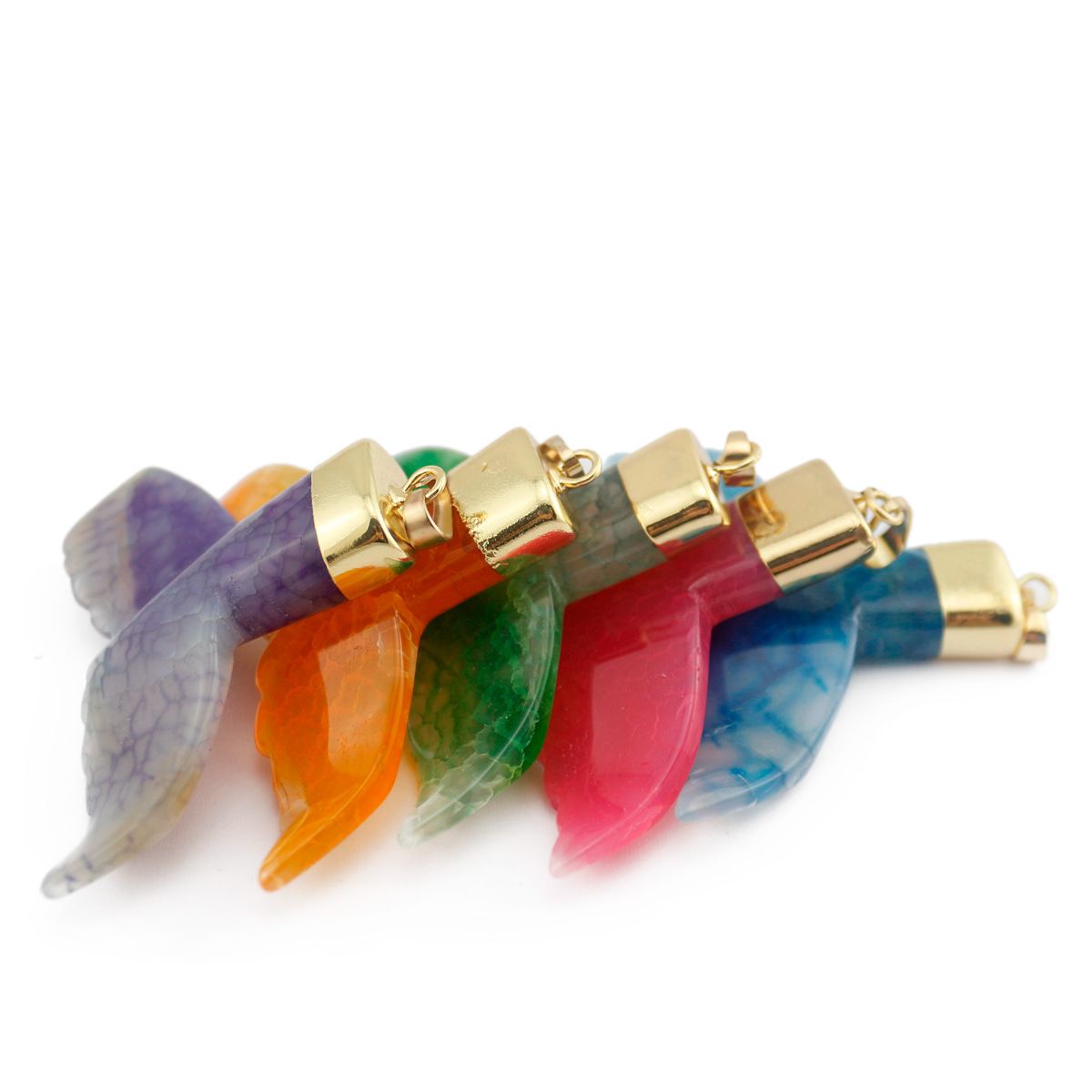 Nature Crystal Stone Mermaid Tail Pendants