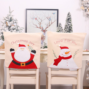 Christmas Indoor Using Decoration Santa Claus Snowman Design Chair Cover