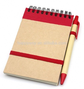 Recycled brown paper mini notepads with pen