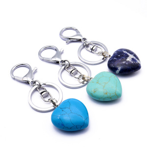 Natural Crystal Heart Shape Stones Keychain