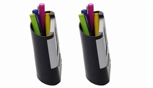 Wholesale Custom Pen Holder Recycling, Pen Holder with Digital Clock,Pen Holder with Leather