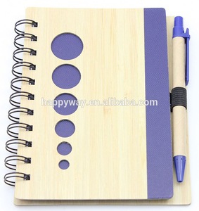 Logo Imprint Bamboo Cover Notepad With Pen, MOQ 500 PCS 0703025 One Year Quality Warranty