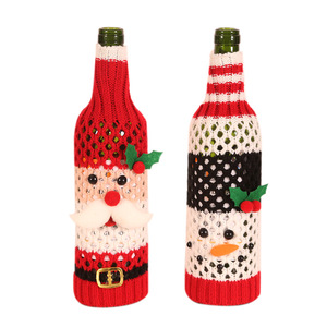 Christmas Decoration Items Knitting Wool Wine Bottle Cover Ornaments