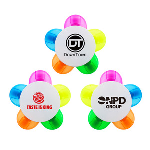 Custom Logo Flower Shape 5 Color Highlighter