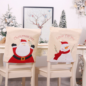 Christmas Indoor Using Decoration Santa Claus Snowman Design Chair Cover