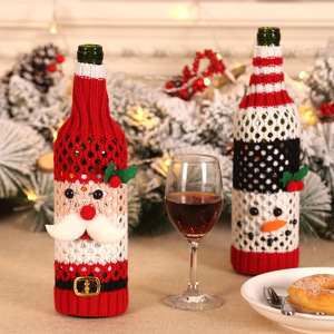 Christmas Decoration Items Knitting Wool Wine Bottle Cover Ornaments