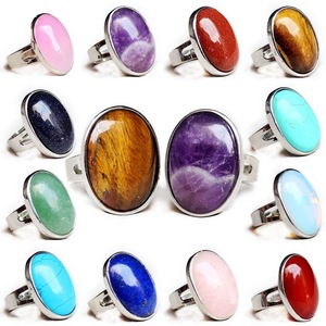 Natural Crystal Oval Shape Stone Ring