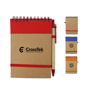 Recycled brown paper mini notepads with pen