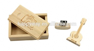 Hot Selling Bamboo Guitar USB 4 GB With Wood Box, MOQ 100 PCS 0506004 One Year Quality Warranty