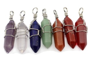 Natural Crystal Stone Hexagonal Prism Pendants