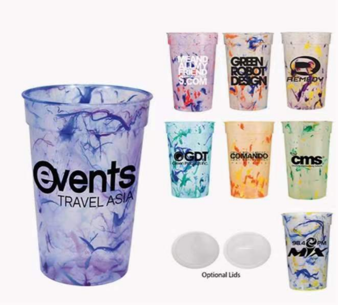 Custom Multicolor Unbreakable Drinking Water Cup For Travel Personalized Plastic Stadium Cup