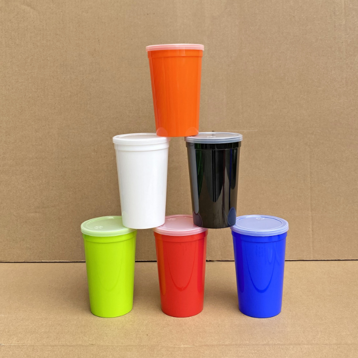 Custom Multicolor Unbreakable Drinking Water Cup For Travel Personalized Plastic Stadium Cup