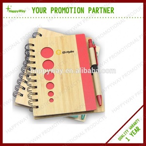 Logo Imprint Bamboo Cover Notepad With Pen, MOQ 500 PCS 0703025 One Year Quality Warranty