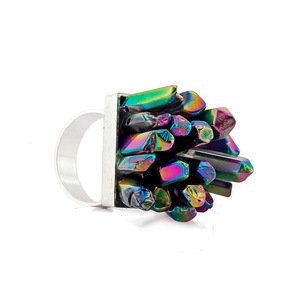 Novelty Fashion Colorful Crystal Point Rainbow Ring