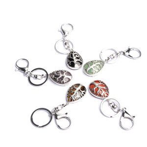 Natural Stones Life Tree Keychain Crystal Decoration