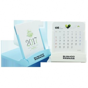 Multi-function folding mobile phone stand desk calendar,Plastic desk calendar custom logo