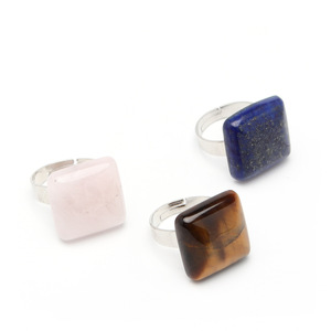 Wholesale Natural Crystal Square Shape Stone Ring