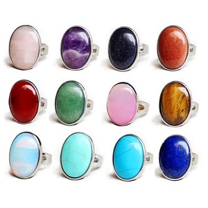 Natural Crystal Oval Shape Stone Ring