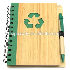 Wholesale Advertising Spiral Bamboo Notebook With Pen