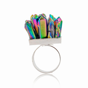 Novelty Fashion Colorful Crystal Point Rainbow Ring