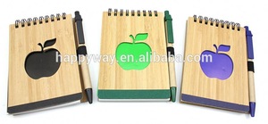 Bamboo Spiral Notepad With Logo Pen, MOQ 1000 PCS 0703047 One Year Quality Warranty