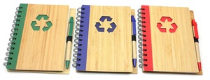 Wholesale Advertising Spiral Bamboo Notebook With Pen